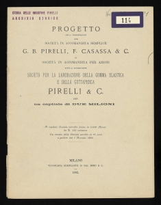 Progetto per la trasformazione della società in accomandita semplice G.B. Pirelli, F. Casassa & C.
