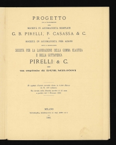 Progetto per la trasformazione della società in accomandita semplice G.B. Pirelli, F. Casassa & C.