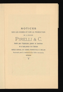 Notices sur les usines et sur la production de la Maison Pirelli & C.