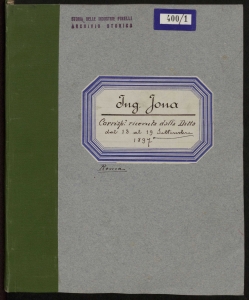 &#34;Ing. Jona - Corrispondenza ricevuta dalla Ditta dal 13 al 19 settembre 1897 - Roma&#34;