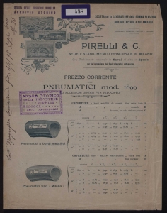 Prezzo corrente dei pneumatici mod. 1899 ed accessori diversi per velocipedi
