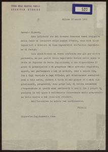 &#34;Lettera di Giovanni Battista Pirelli all'ingegner Emanuele Jona&#34;