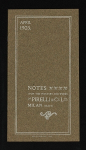 Notes upon the industry and works of Pirelli & Co. Ltd. Milan (Italy)