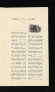 Notes upon the industry and works of Pirelli & Co. Ltd. Milan (Italy)