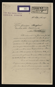 Lettera di Giovanni Battista Pirelli a Giuseppe Borghero