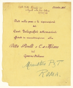 Cavi sottomarini/Convenzione Min. Poste & T./Convenzione Min. Marina/Canoni