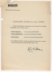 Comunicazioni e disposizioni interne della Direzione Servizio Propaganda