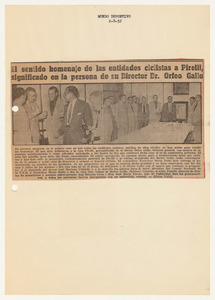 Rassegna stampa del cinquantenario dello stabilimento Pirelli di Villanueva y Geltr&uacute;