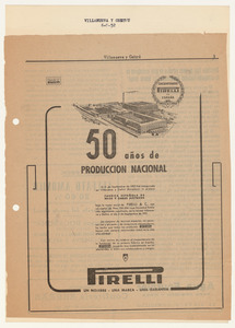 Rassegna stampa del cinquantenario dello stabilimento Pirelli di Villanueva y Geltr&uacute;