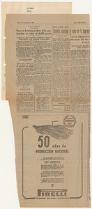 Rassegna stampa del cinquantenario dello stabilimento Pirelli di Villanueva y Geltr&uacute;