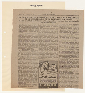 Rassegna stampa del cinquantenario dello stabilimento Pirelli di Villanueva y Geltr&uacute;