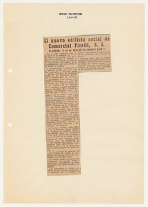 Rassegna stampa del cinquantenario dello stabilimento Pirelli di Villanueva y Geltr&uacute;