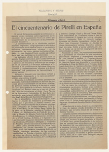 Rassegna stampa del cinquantenario dello stabilimento Pirelli di Villanueva y Geltr&uacute;