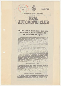 Rassegna stampa del cinquantenario dello stabilimento Pirelli di Villanueva y Geltr&uacute;