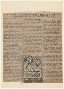 Rassegna stampa del cinquantenario dello stabilimento Pirelli di Villanueva y Geltr&uacute;