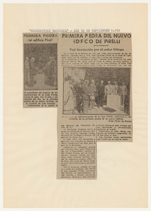 Rassegna stampa del cinquantenario dello stabilimento Pirelli di Villanueva y Geltr&uacute;