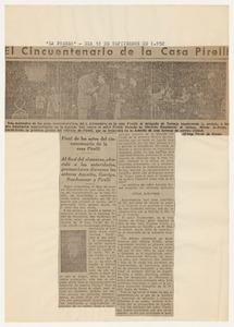 Rassegna stampa del cinquantenario dello stabilimento Pirelli di Villanueva y Geltr&uacute;