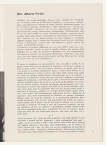 Pubblicazioni e stampa commemorative, consegna medaglia Faraday, cariche ing. Emanueli