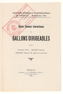 1910/documentazione sulla partecipazione alla Esposizione Internazionale di Bruxelles (Aprile/Novembre)