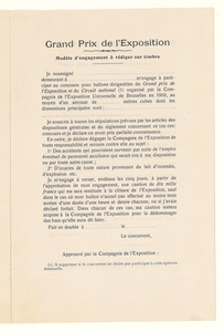 1910/documentazione sulla partecipazione alla Esposizione Internazionale di Bruxelles (Aprile/Novembre)