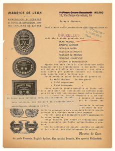 1910/documentazione sulla partecipazione alla Esposizione Internazionale di Bruxelles (Aprile/Novembre)