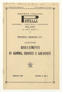 &#34;Impermeabili Pirelli stagione 1925-26 listino prezzi&#34;