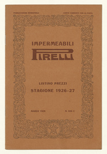 &#34;Impermeabili Pirelli/Listino prezzi stagione 1926-27&#34;