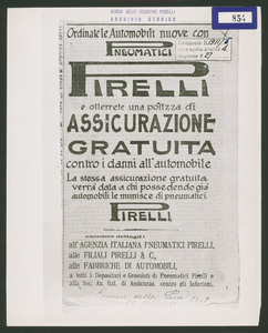 Inserzione pubblicitaria Pirelli sul Corriere della Sera del 13 febbraio 1911