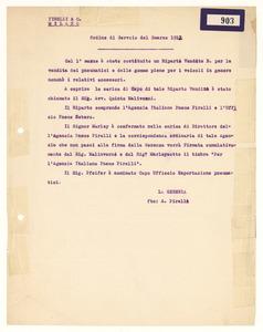 Ordine di servizio del 2 marzo 1912