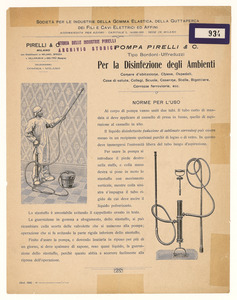 Pompa Pirelli & C. Tipo Bordoni - Uffreduzzi per la disinfezione degli ambienti