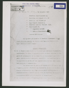 Ordine di servizio al 20 febbraio 1913