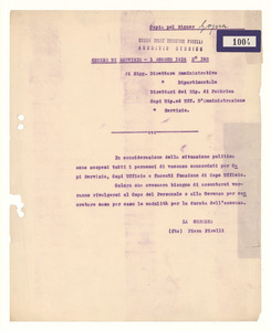 Ordine di servizio -  1 agosto 1914 N° 148