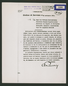 Ordine di servizio n. 164 del 18 settembre 1914