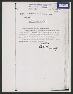 Ordine di servizio del 28 settembre 1914