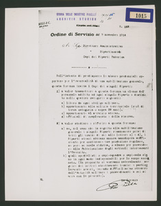 Ordine di servizio del 9 novembre 1914