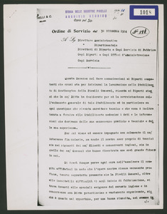 Ordine di servizio del 30 dicembre 1914  n. 196
