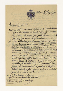 Lettera di Giovanni Battista Pirelli al Presidente del Consiglio Antonio Salandra