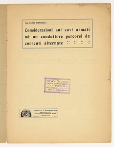 Considerazioni sui cavi armati ad un conduttore percorsi da correnti alternate