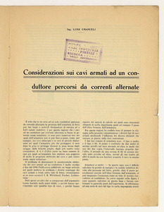 Considerazioni sui cavi armati ad un conduttore percorsi da correnti alternate