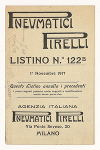 Pneumatici Pirelli/Listino N° 122 B