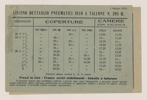 Listini per pneumatici velo