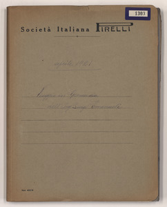 Aprile 1921/Viaggio in Germania dell'Ing. Luigi Emanueli