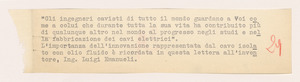 Lettera di Laszlo Komives a Luigi Emanueli