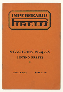 Impermeabili Pirelli/stagione 1924 - 1925 Listino prezzi