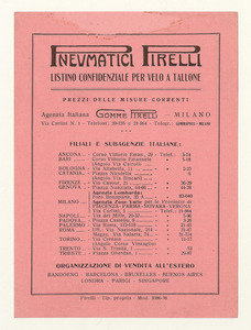 Listino confidenziale pneumatici velo a tallone