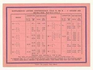 Pneumatici Pirelli velo/Misure speciali