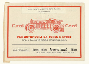 Supplemento al listino auto n. 569 B/20 giugno 1925