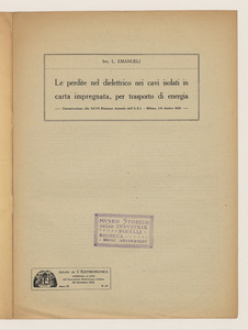 Pubblicazioni dell'Ing. Luigi Emanueli