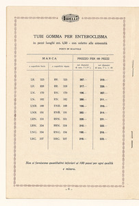 Tubi di sola gomma per enteroclisma, gas e liquidi diversi
