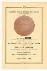 Listino corazze e camere d'aria per il giuoco del calcio